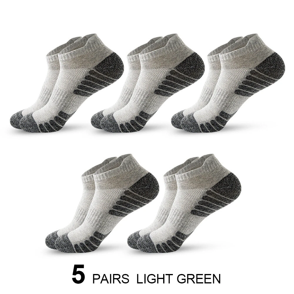 (image for) 5 Pairs Sports Socks Men's Short Socks Sweat-absorbent Breathable Mesh Athletic Ankle Socks Casual Thin Section Cotton Socks Size 38-45